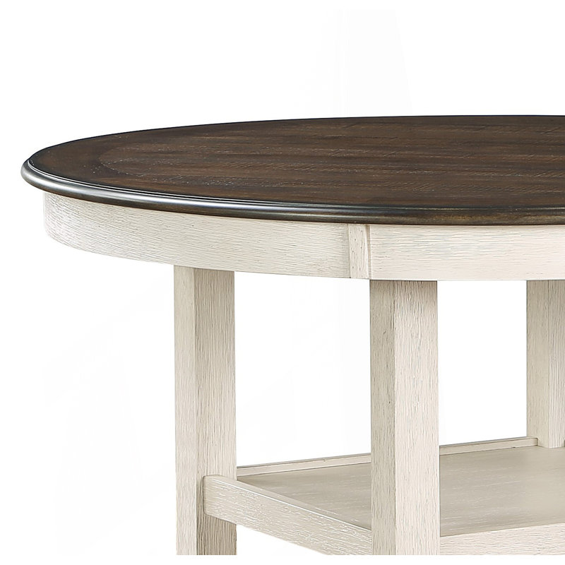1 table de hauteur comptoir avec 2 tablettes, table de salle à manger et table de cuisine, Brown/White