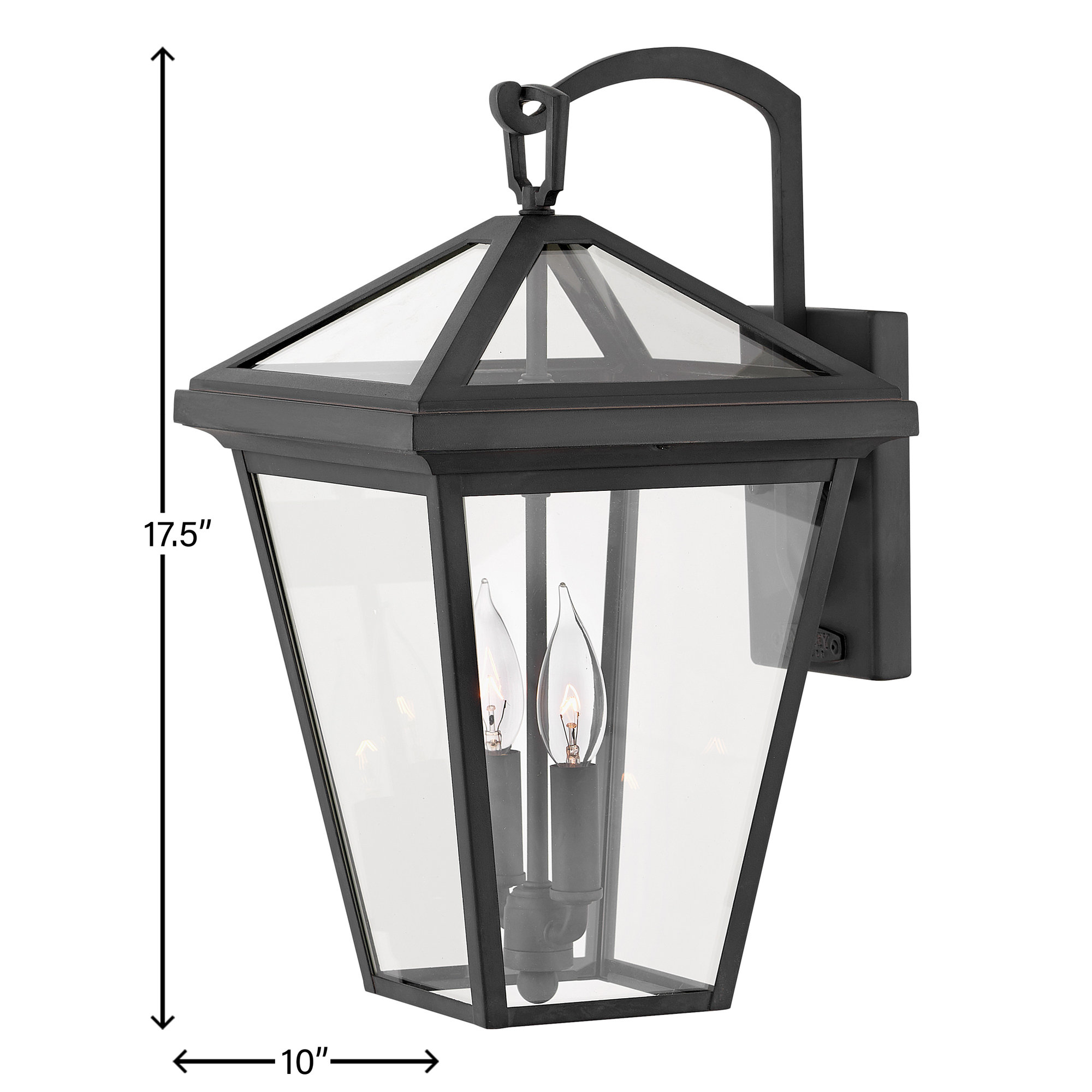 Alford Place 2 - Bulb Outdoor Wall Lantern, 17.5" H x 10" W x 11.3" D, Museum Black