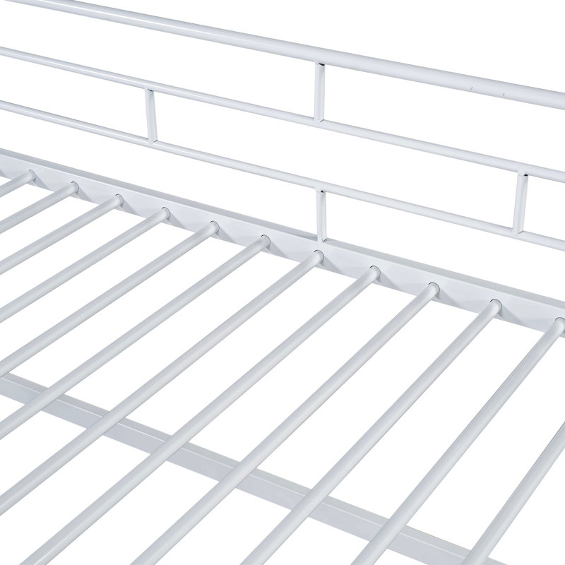 Lit mezzanine moyen avec escalier de rangement, lit simple, Blanc