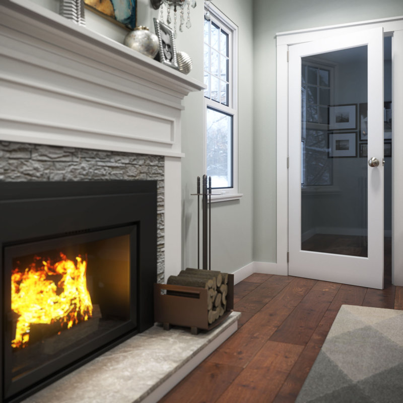 32" x 80" White Solid Pine French Door with Clear Glass