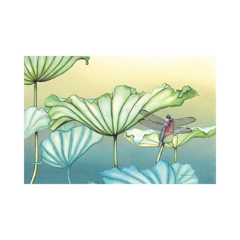 Dragonfly On Lotus Blossum by Christine Reichow - Wrapped Canvas Gallery-Wrapped Canvas Giclée