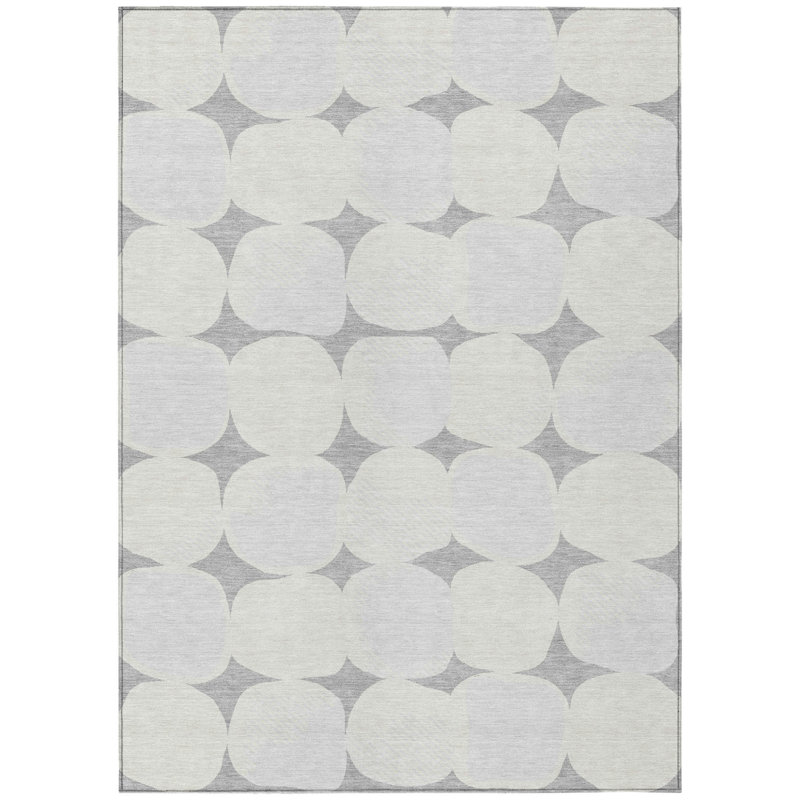Tapis extérieur lavable abstrait gris et beige 8 pi x 10 pi