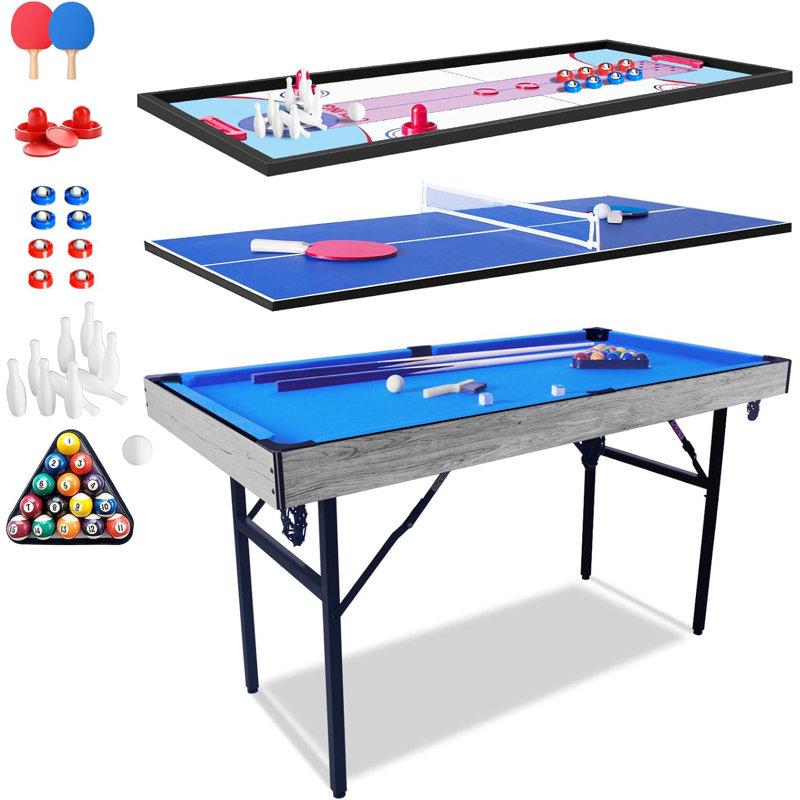54" Upgrade Multi Game Table,5 in 1 Folding Portabel Games with Accessories,Ping Pong,Pool Billiard