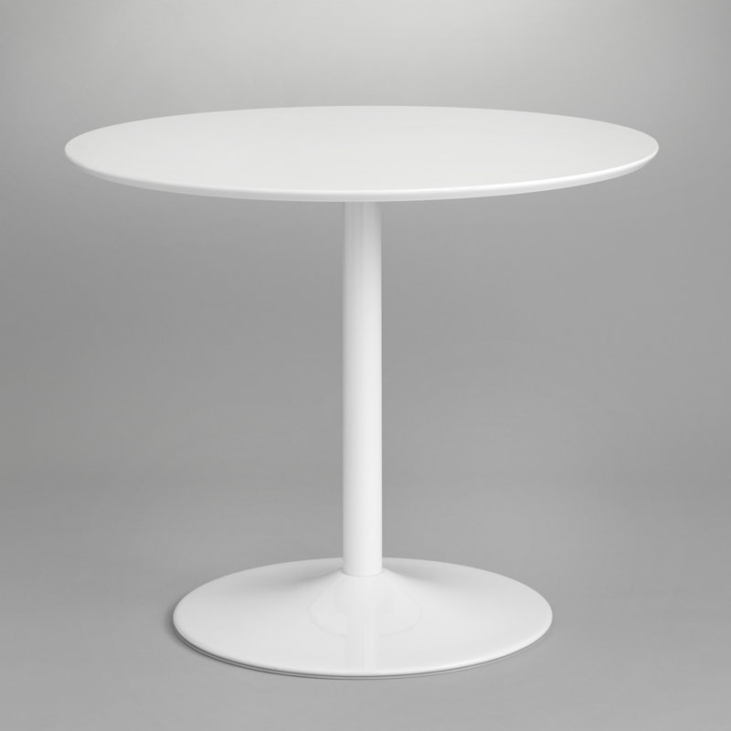 Walborn Round Metal Base Dining Table, White, White