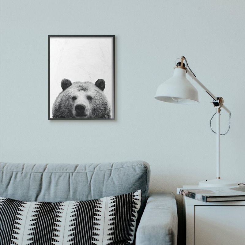 « bear head animal design », impression sur toile, H 20 po x l 16 po x P 1,5 po, Giclée encadrée noir minuit