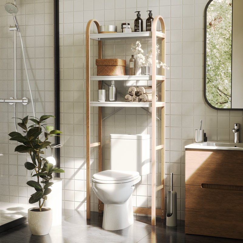 Rangement au-dessus de la toilette l 24 po x H 66 po x P 10,3 po Bellwood, Blanc/naturel