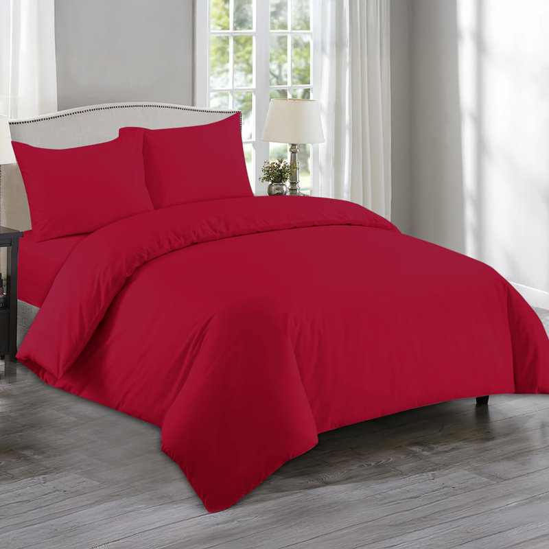 Microfiber No Pattern Duvet Cover Set with Pillowcases, Burgundy, Single Duvet Cover + 2 Standard Pillowcases
