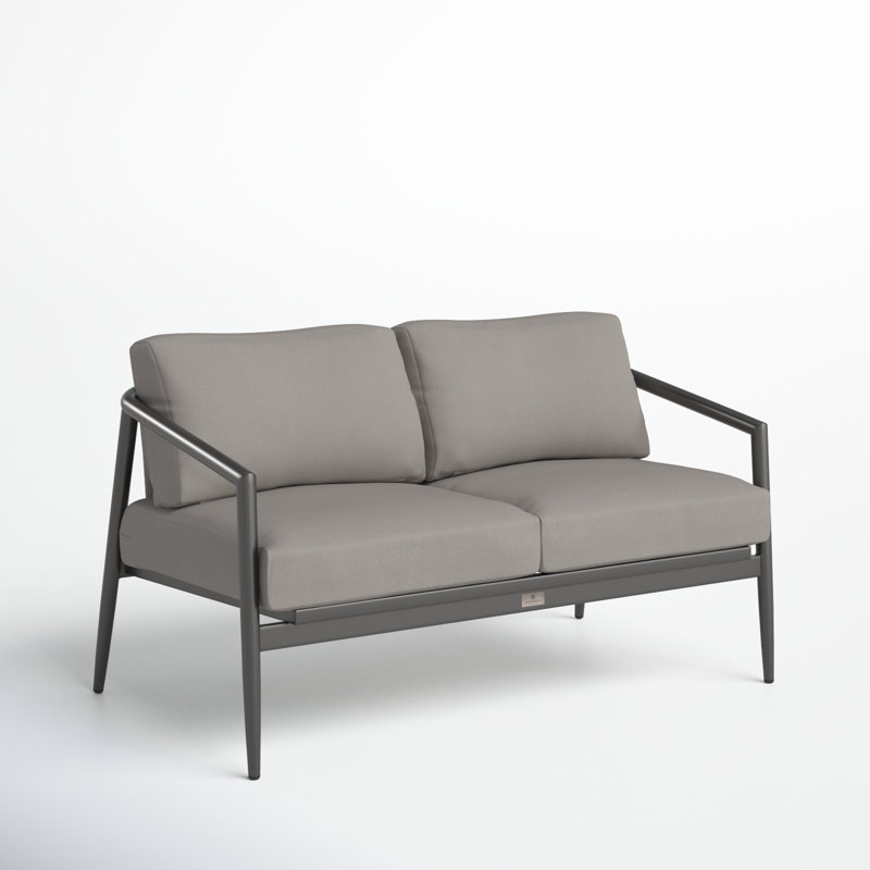 Delaine 56.5'' Wide Outdoor Loveseat with Sunbrella Cushions, Canvas Charcoal Sunbrella® Canvas, Slate