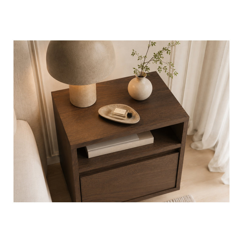 40 cm W Laminate Bedside Table, Elegant Oak