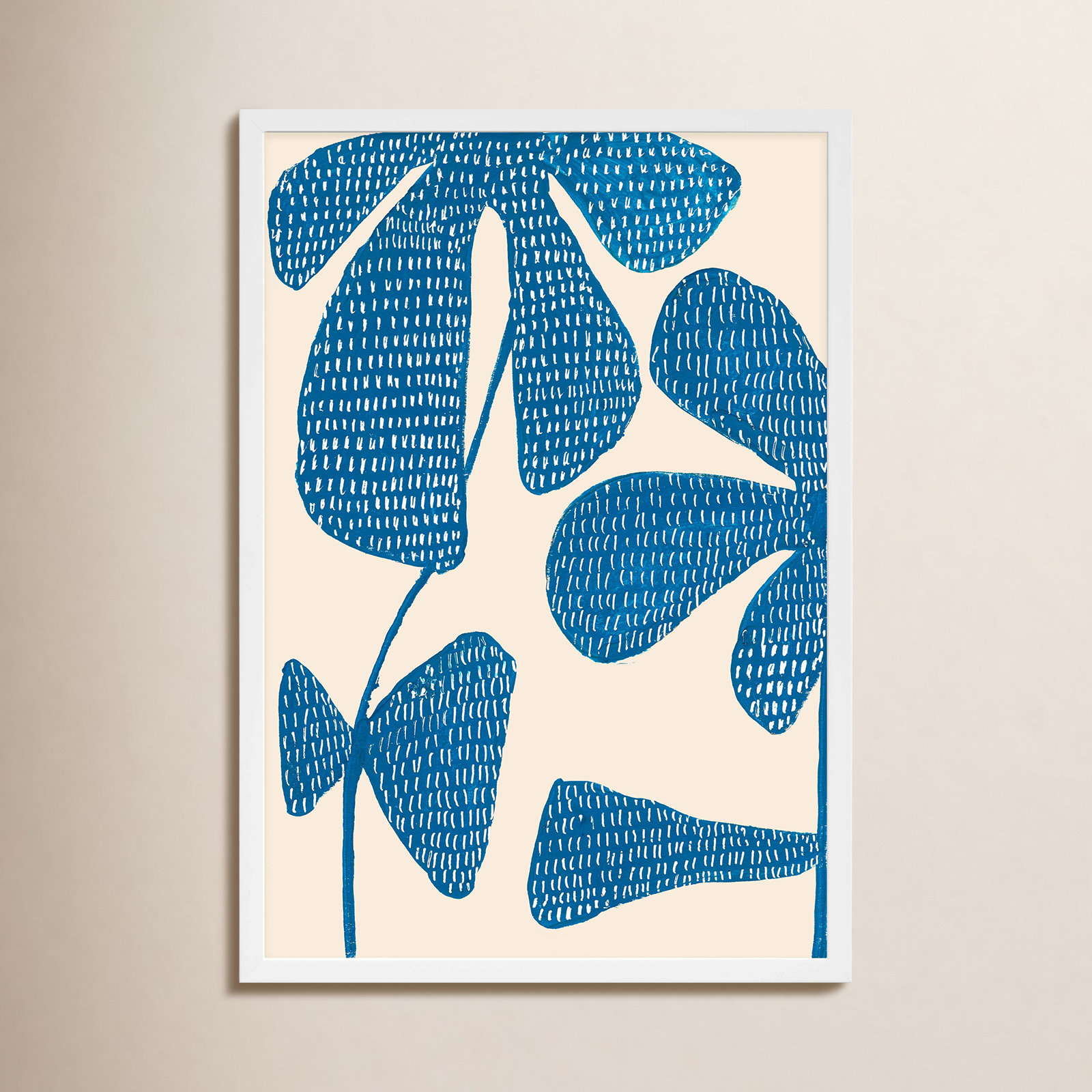 Ceramic Blue 3 Print by Andrea Stokes, White Picture Framed Paper, 38" H x 26.5" W