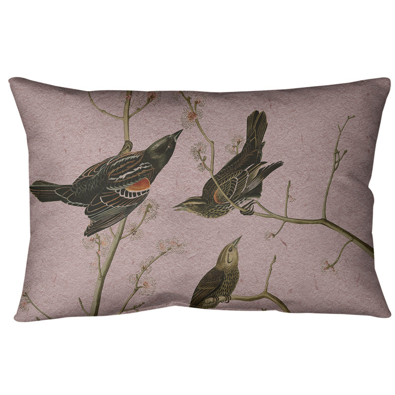Coussin lombaire à oreilles starling, Rose, Faux lin