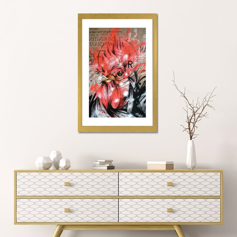 «Wake» par Taka Sudo - impression d'art graphique, H 24 po x l 16 po x P 1 po, Blanc, Papier doré