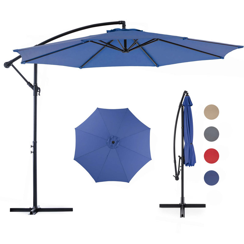Parasol de patio en porte-à-faux 9,8pi, Bleu