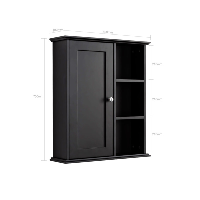 Armoire murale noire 23,6 po