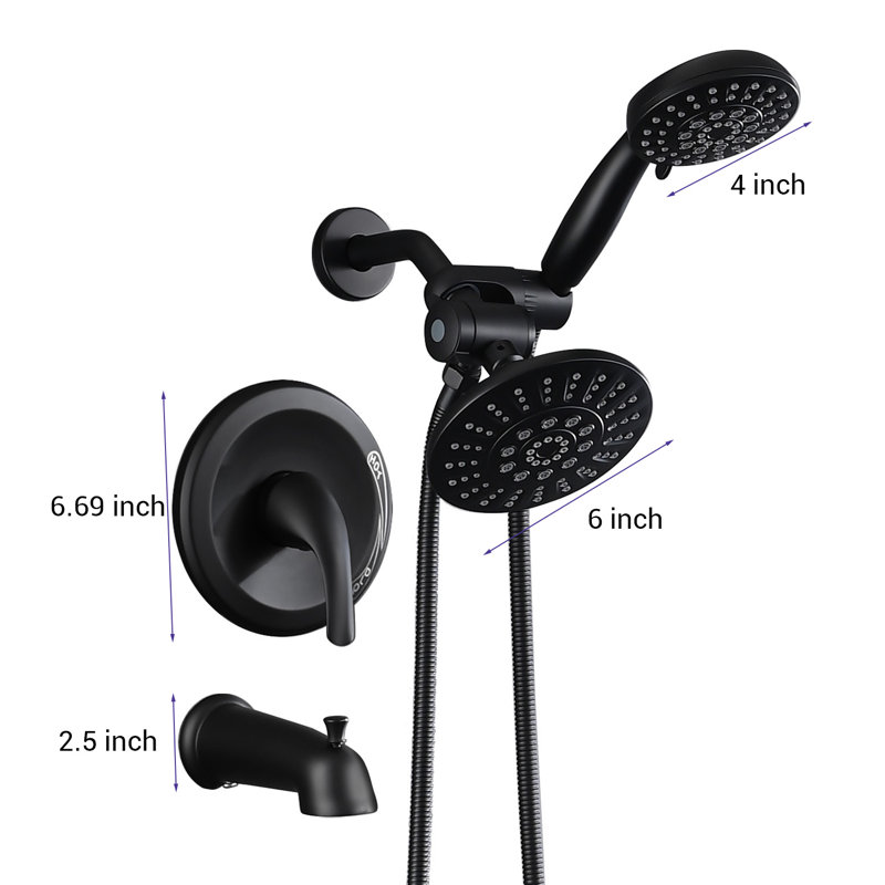 Complete Shower System with Rough in-Valve, Matte Black