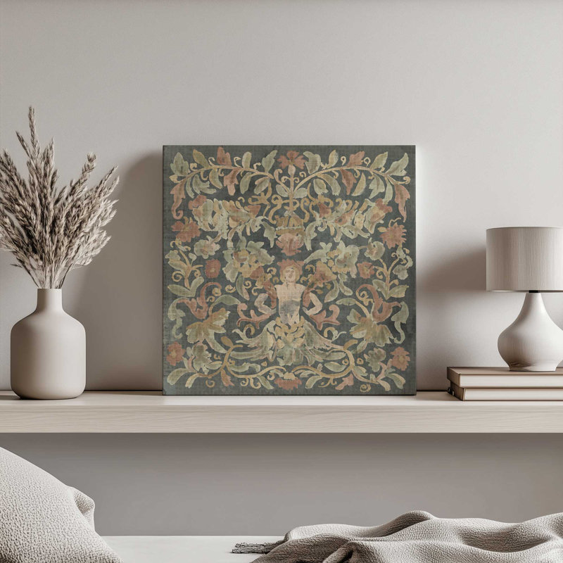 «Antique Tapisserie Textile II» par June Erica Vess, reproduction d'art sur toile, H 20 po x l 20 po