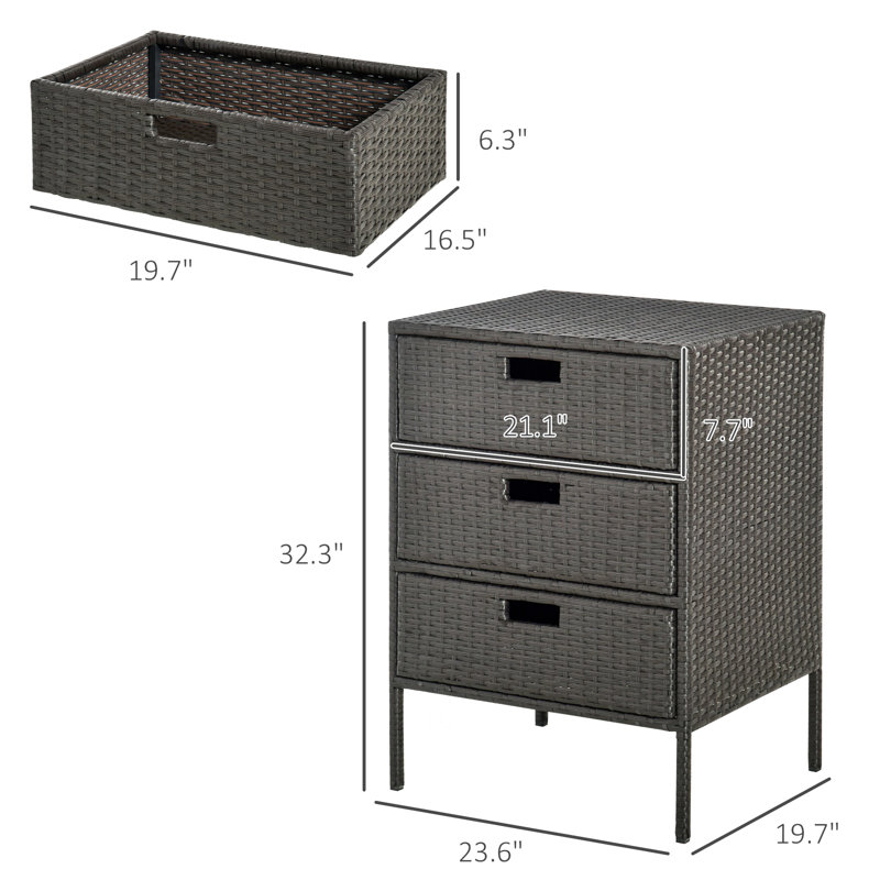 Armoire de piscine extérieure à 3 tiroirs avec tiroirs pour piscine