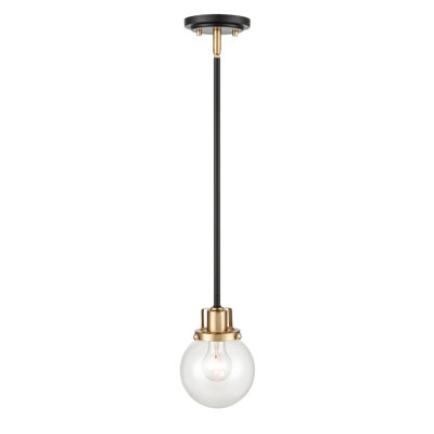 1 lumière 8 po Luminaire suspendu moderne or mat noir