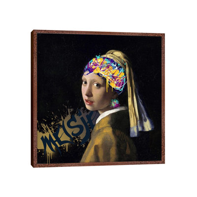 Girl With A Pearl Earring -Girl With The Graffitied Earring by 5by5collective - Print on Canvas