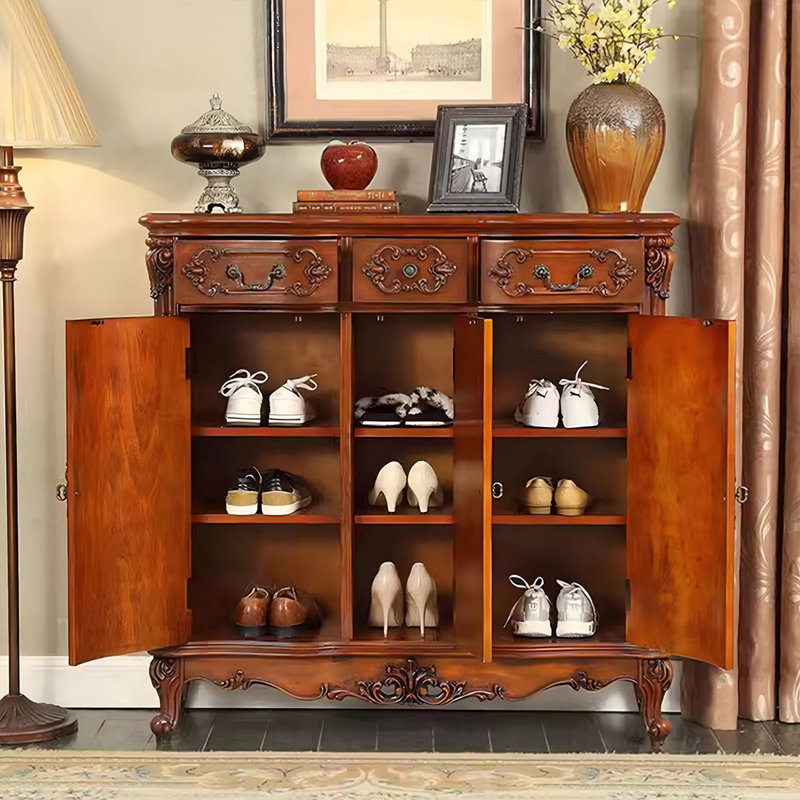 Dark Brown Solid wood Shoe Storage