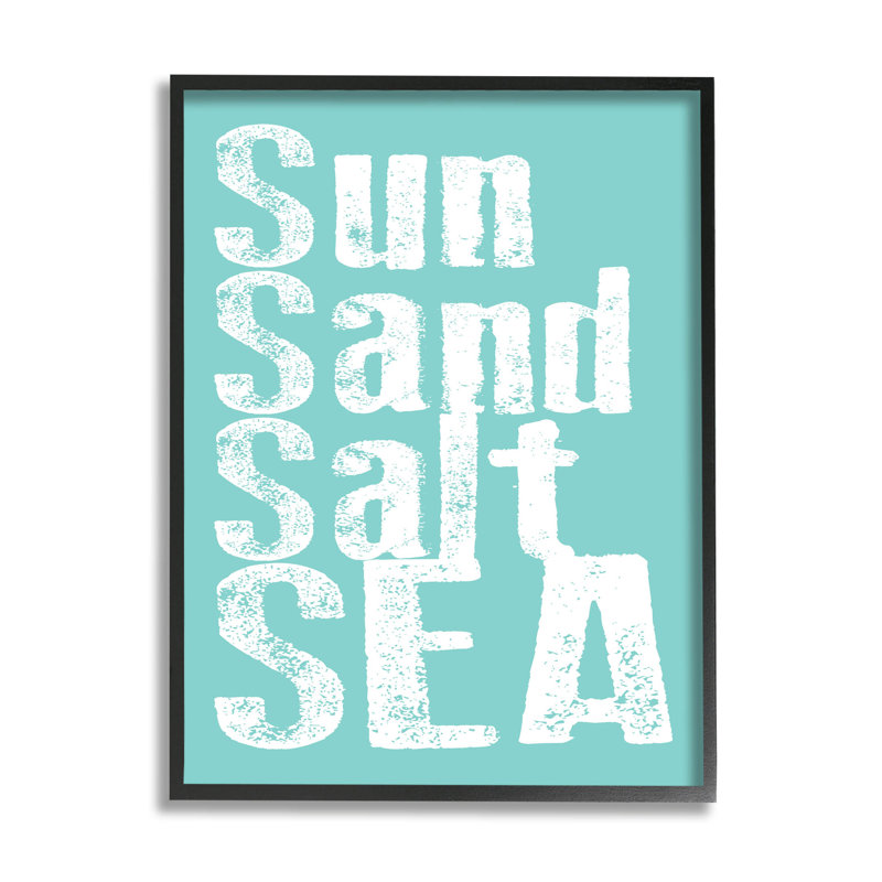 «Sun Sand Salt Sea», estampe numérique par Alli Rogosich, H 30 po x l 24 po x P 1,5 po, Cadre flottant noir de jais