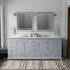 Meuble-lavabo double gris foncé l 84 po x P 22 po avec plateau en marbre de Carrare