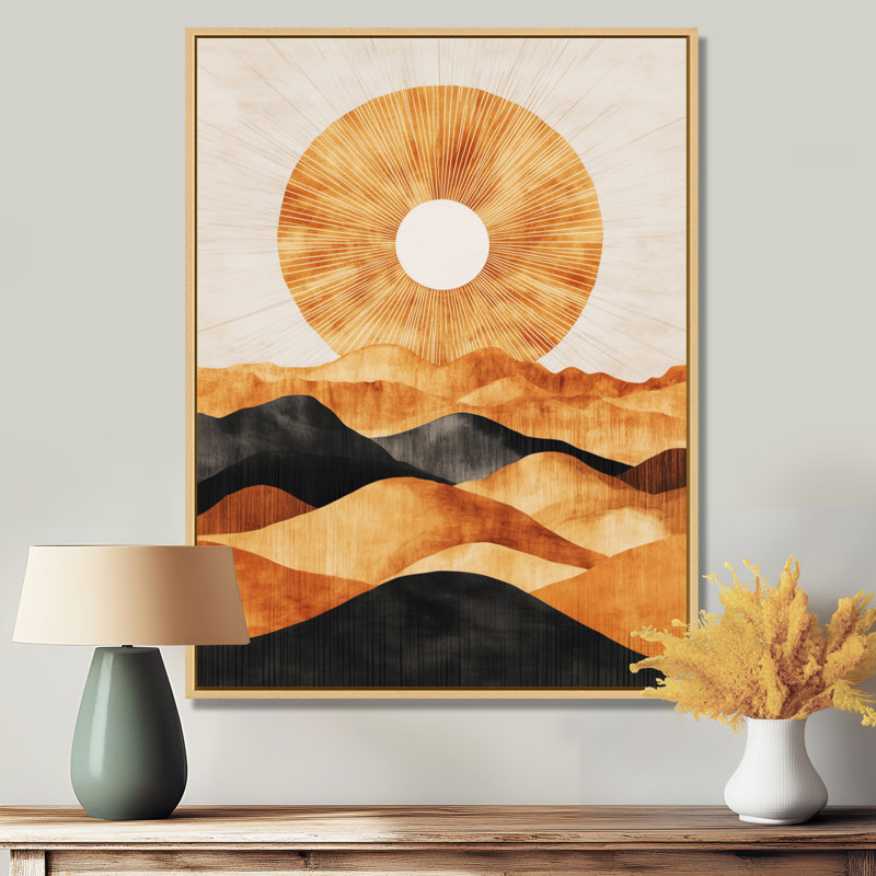 Retro Desert Wall Art, Sunset Line Canvas, Centano, H 20 po x l 12 po, Cadre naturel flottant