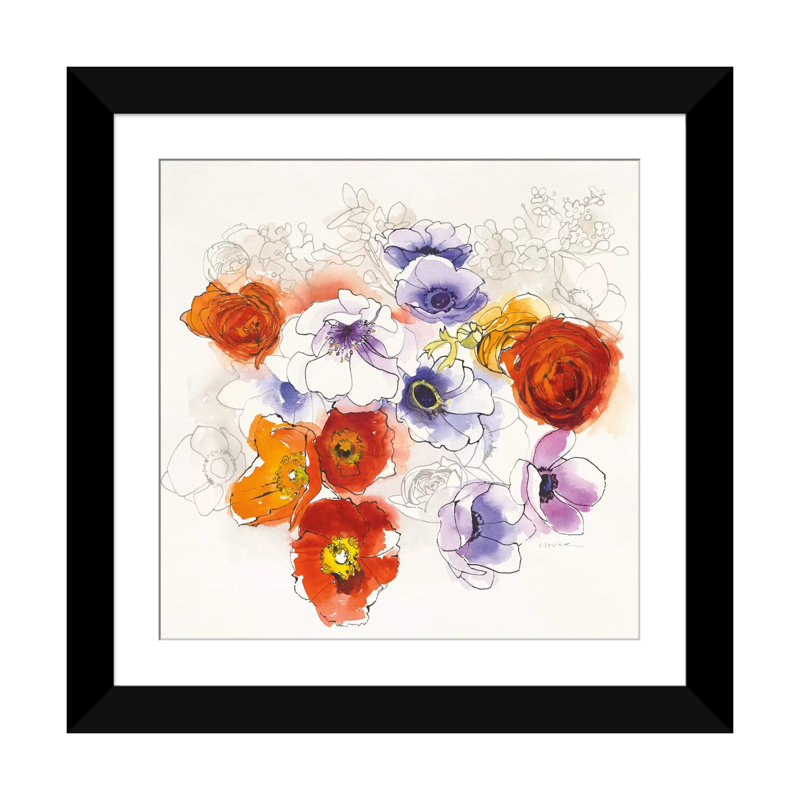 Fleurs spring, impression sur toile tendue, Papier beaux-arts encadré noir, Blanc, H 24 po x l 24 po x P 1 po