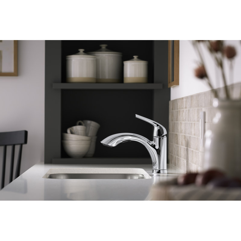 Medley Pull Out Single Handle Kitchen Faucet with MasterClean and Side Spray, Polished Chrome