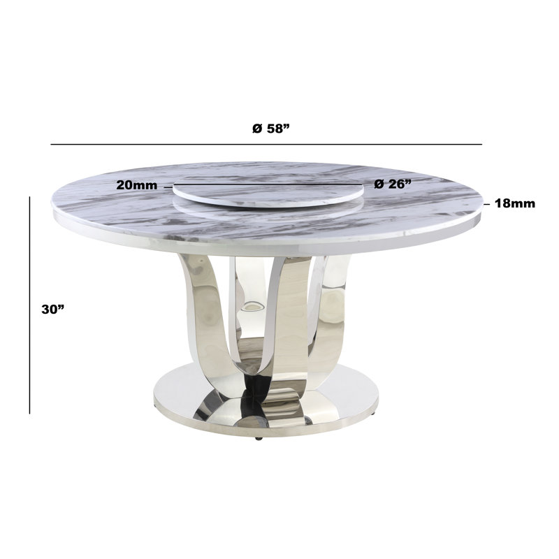 Mcnair 4 - Person Marble Top Pedestal Dining Set, Dark Gray