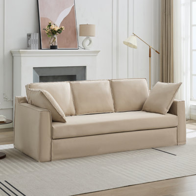 Wide Arm Upholstered Slipcovered Sofa