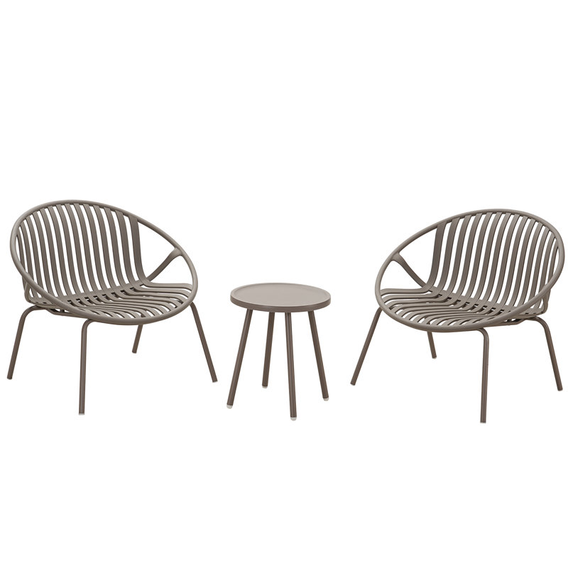 Patio Furniture Set, 3 Piece Resin Weave Seating Group with Table and 2 Resin Chairs, Outdoor Conversation Set for Garden