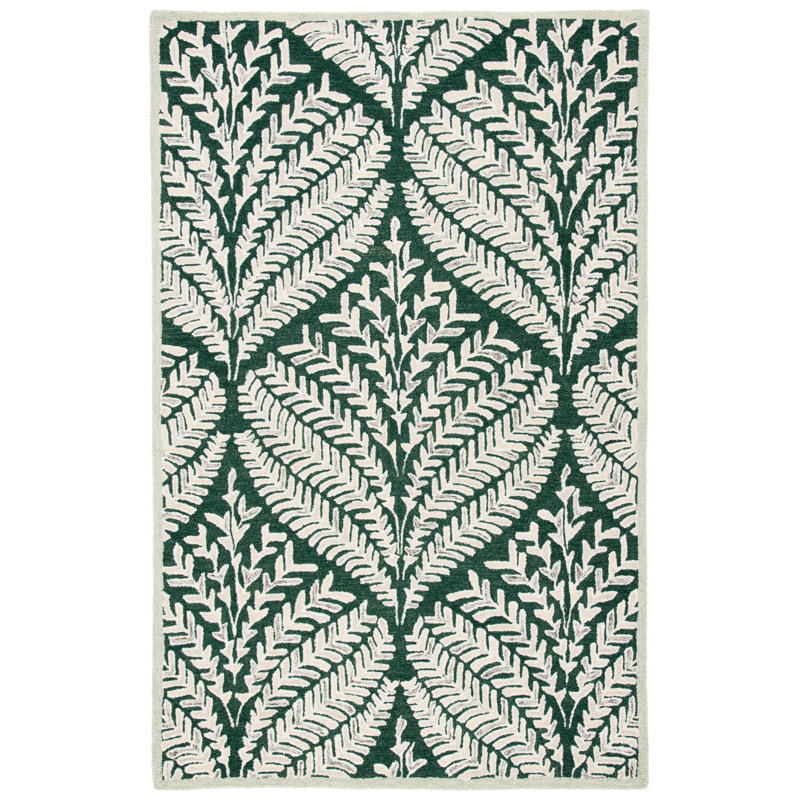 Jahwan Hand Tufted Wool Floral Rug, Rectangle 5' x 8'