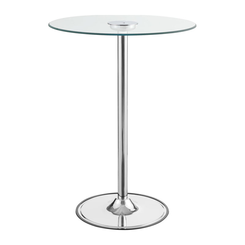Round Bar Table with LED Light in Clear and Silver