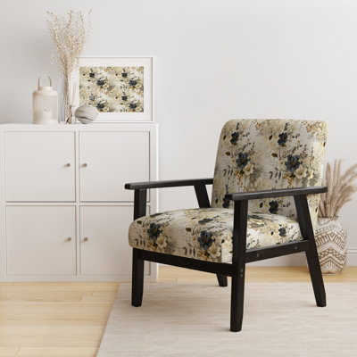 Chaise à accoudoirs rembourrée bohémienne et éclectique Grey and Beige