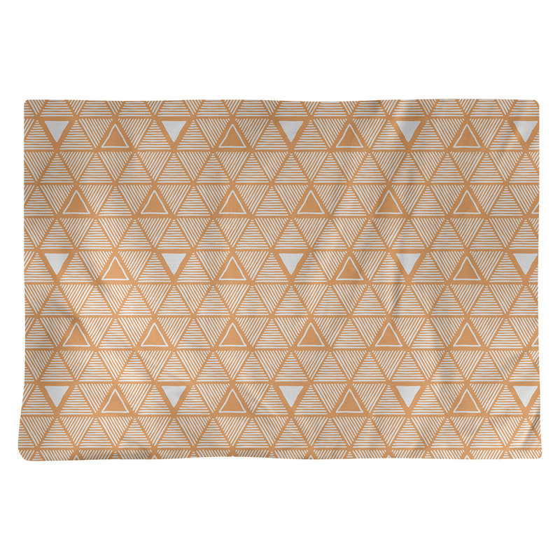 Napperon de 18 po en coton dessiné à la main triangle, Orange/Blanc, polyester