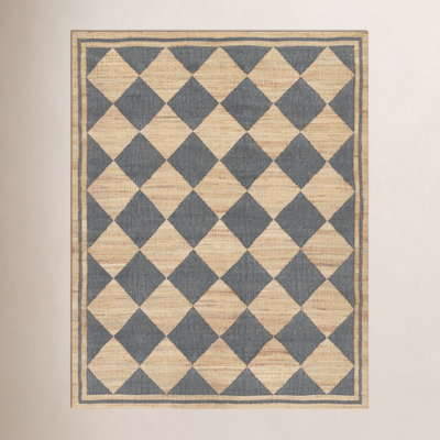 Orchard Court Blue Hand-Woven Geometric Jute Rug