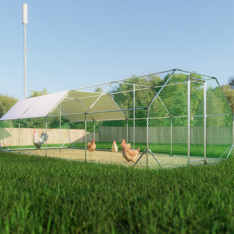 Grande cage à volaille galvanisée - poulailler en métal pour poulets de ferme avec rouille résistante à la corrosion