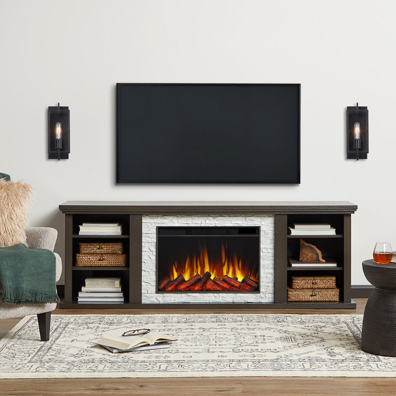 Kenai 72" Slim TV Stand with Electric Fireplace by Real Flame