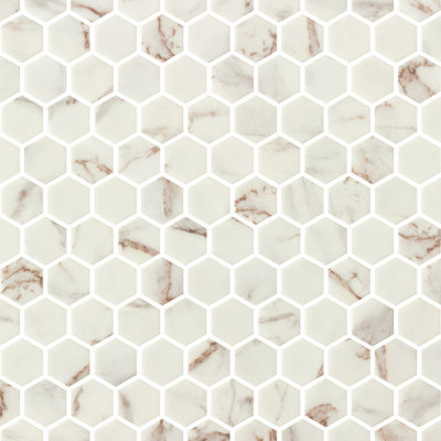 Spectrum Vibrant Hexagon Recycled Glass Mosaic Yoar