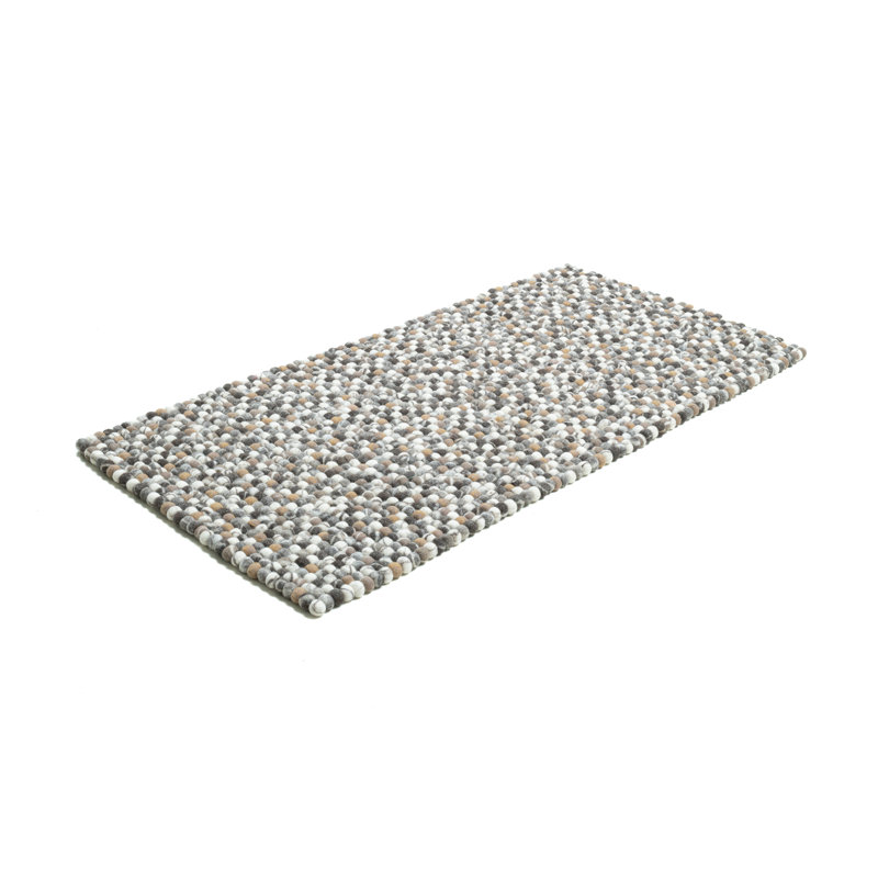 Lauge Hand Felted Wool Beige Rug, Rectangle 70cm x 140cm