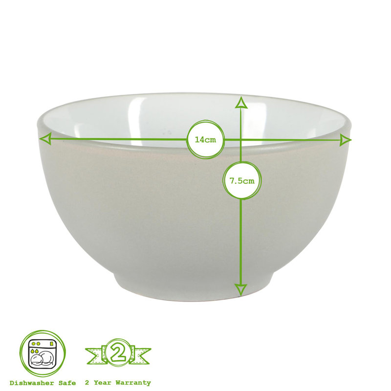 Nicola Spring - Stoneware Cereal Bowls - 14cm, Light Gray