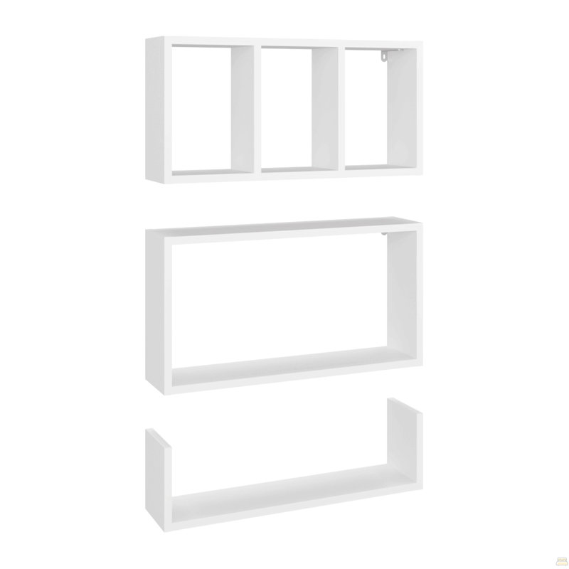 Wall Shelves Set Of 3, Modern Floating Shelves For Home Storage And Decoration Of Living Rooms, Studios, Office Or Bedroom, White