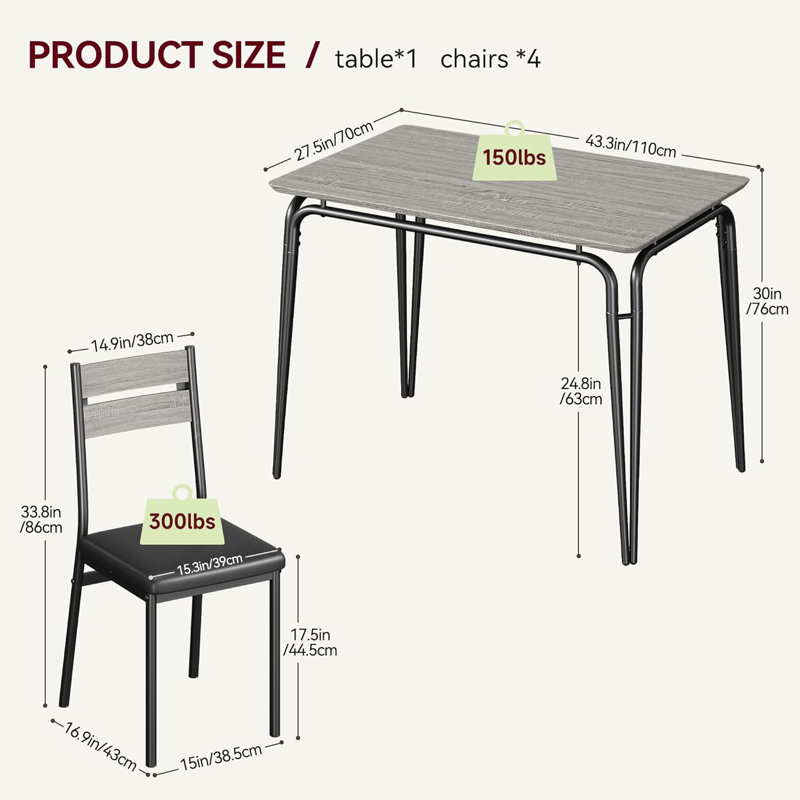 Dining Set, Grey/Black