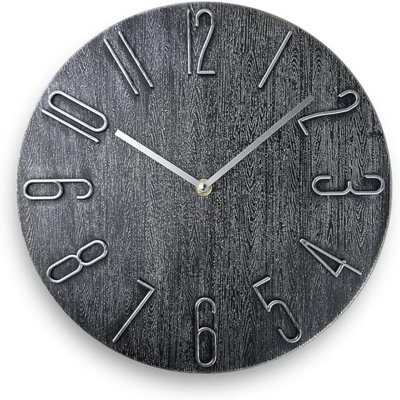 12 Inch Wall Clock Silent Non Ticking, Preciser Modern Style Decor Clock For Home, Office, School, Kitchen, Bedroom, Living Room(Grey)