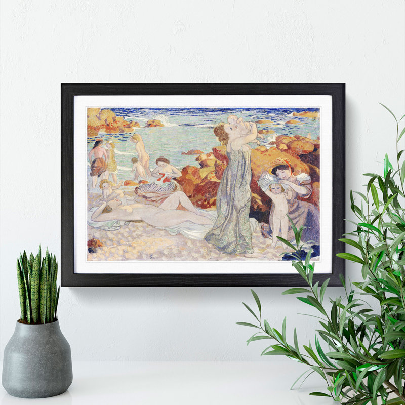 Bathers by Maurice Denis - Picture Frame Painting, 27cm H x 36cm W x 2cm D, Black Framed