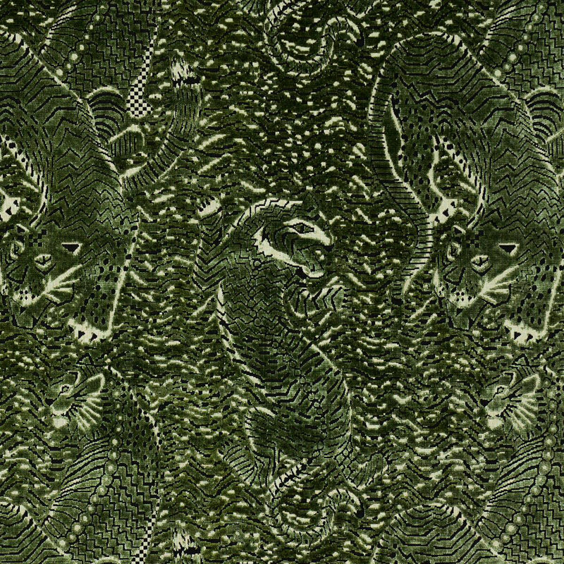 Tigress Velvet Fabric, Black