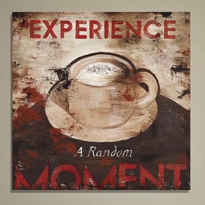 « experience a instant random » par rodney’s, affiche rétro blanche sur toile tendue