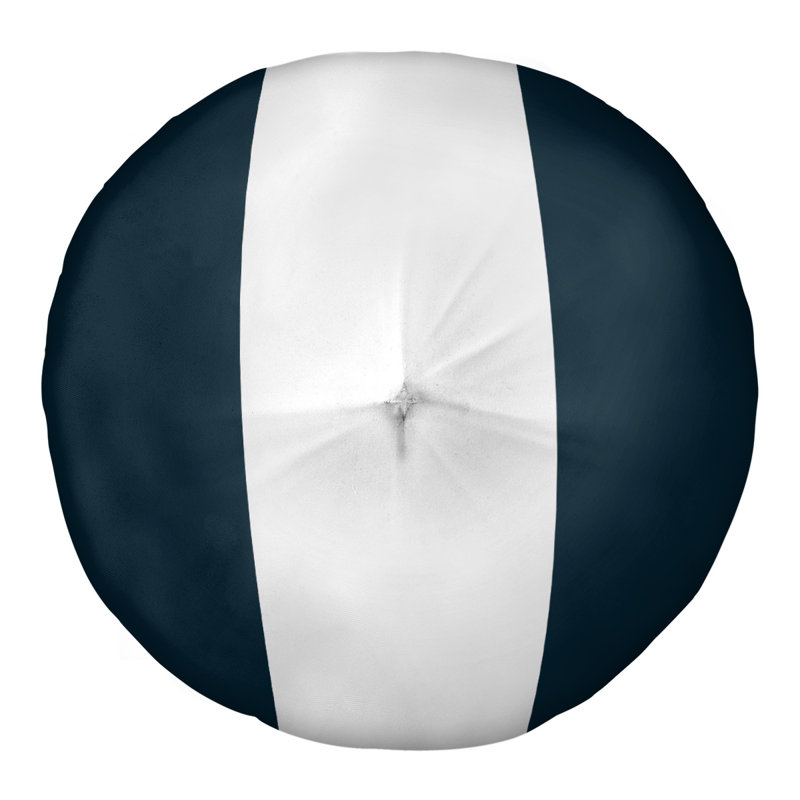  Tufted Floor Pillow, 26" x 26", Blue/White