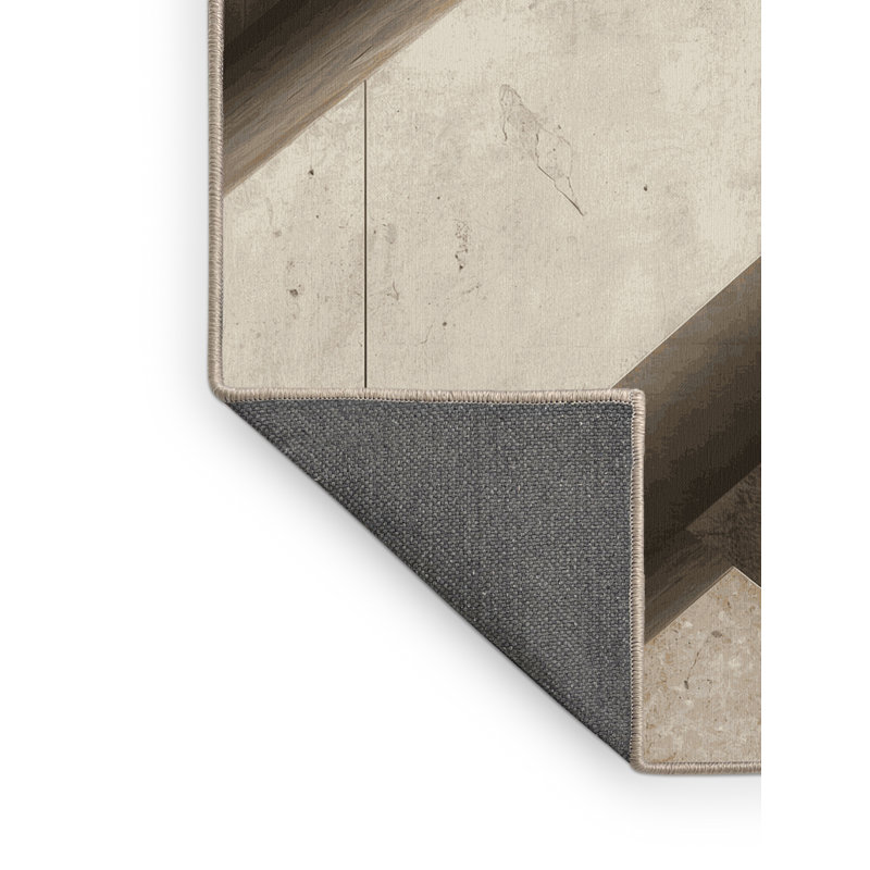 Soft Plush Ealey Industrial Brick Area Rug in Gray – Beige Binding, 5x7